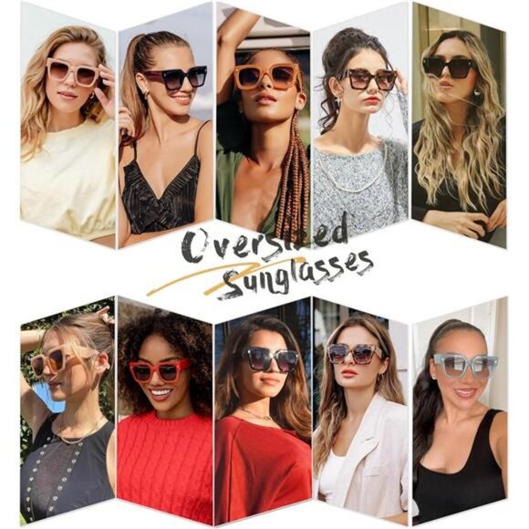 Sojos Oversized Square Sunglasses Women Retro Big Frame UV400 Fashion Shades - Picture 2 of 7